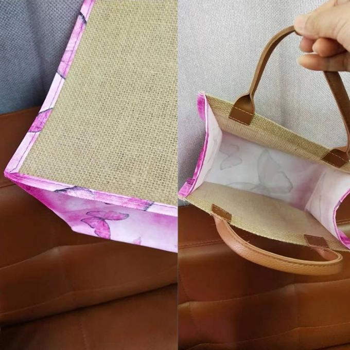 측면에 또는 화장용 여성용 대형 손가방을 쇼핑하는 앞 도매 폴리에스테르 마포 황마에 주문 제작된 패턴